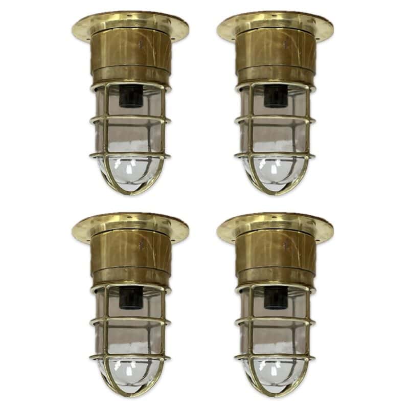 Transparent - Nautical Ceiling Lights With Clear Globes, Smooth Base - Set Of Four