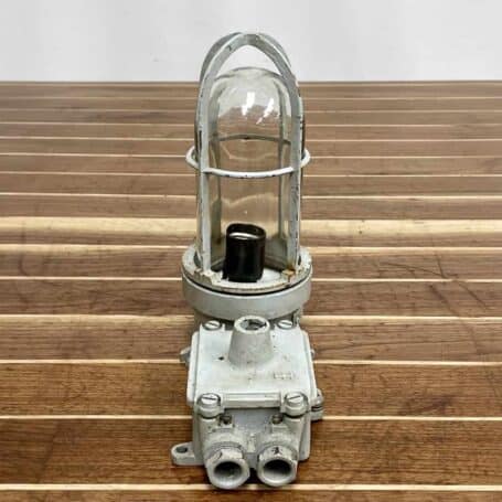 Vintage Brass Painted Grey Bulkhead Light With Junction Box (2) Vintage Brass Painted Grey Bulkhead Light With Junction Box