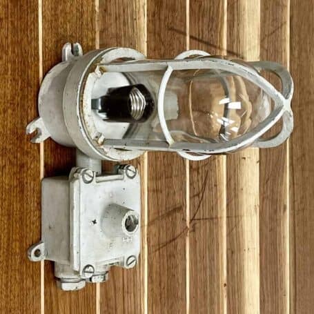 Vintage Brass Painted Grey Bulkhead Light With Junction Box (3) Vintage Brass Painted Grey Bulkhead Light With Junction Box
