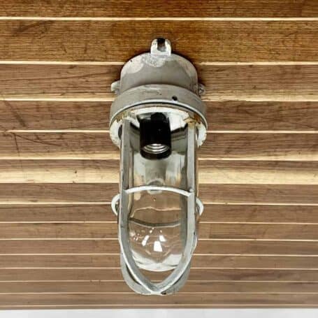 Vintage Brass Painted Grey Bulkhead Light With Junction Box (4) Vintage Brass Painted Grey Bulkhead Light With Junction Box