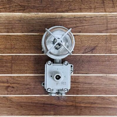 Vintage Brass Painted Grey Bulkhead Light With Junction Box