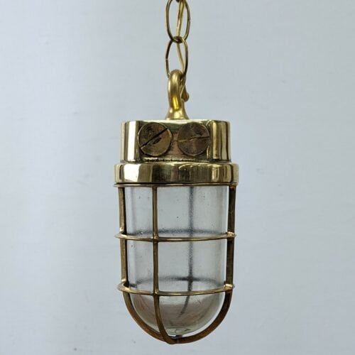 Vintage Foggy Globe Chain Hung Brass Pendant Light (Only One) 01