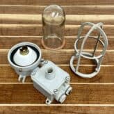 Vintage Painted Grey Brass Bulkhead Light With Junction Box