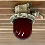 side 3: Vintage Red Globe Unpolished Ceiling Light