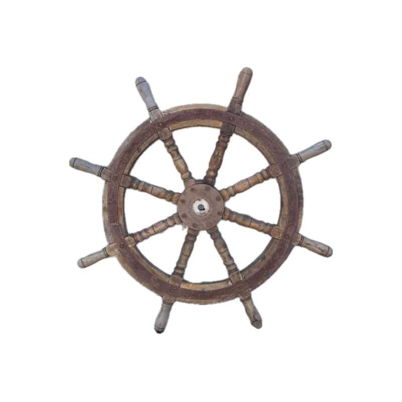 White Background: 43 Weathered Ferryboat Ship's Wheel