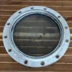 Aluminum 3-Dog Vintage Porthole - 21.75, Smoky Glass Backside Image