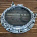 Aluminum 3-Dog Vintage Porthole - 21.75, Smoky Glass Alternate Sideview