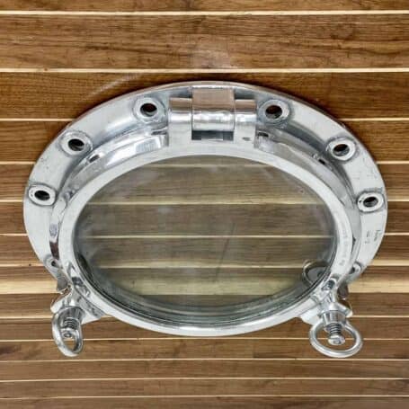 Authentic Ship's Two Dog Aluminum Porthole - 19.5 - 3-24 (4) top