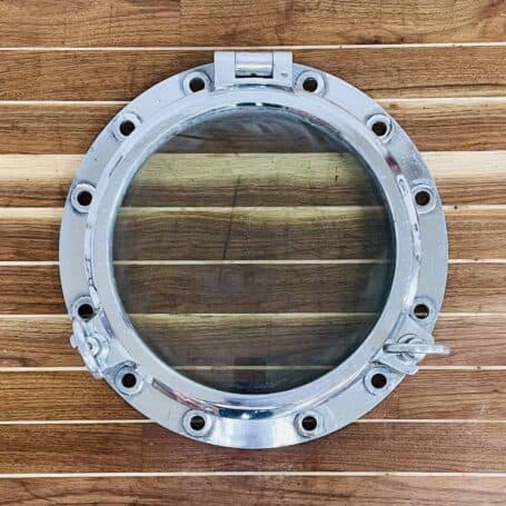 Authentic Ship's Two Dog Aluminum Porthole - 19.5 - 3-24 (9) Authentic Ship's Two Dog Brass Porthole 19.5
