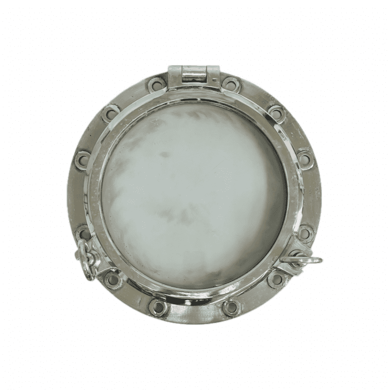 Authentic Ship's Two Dog Brass Porthole 19.5 - White