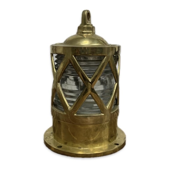 Brass European Style Nautical Piling Post Light With Fresnel Lens