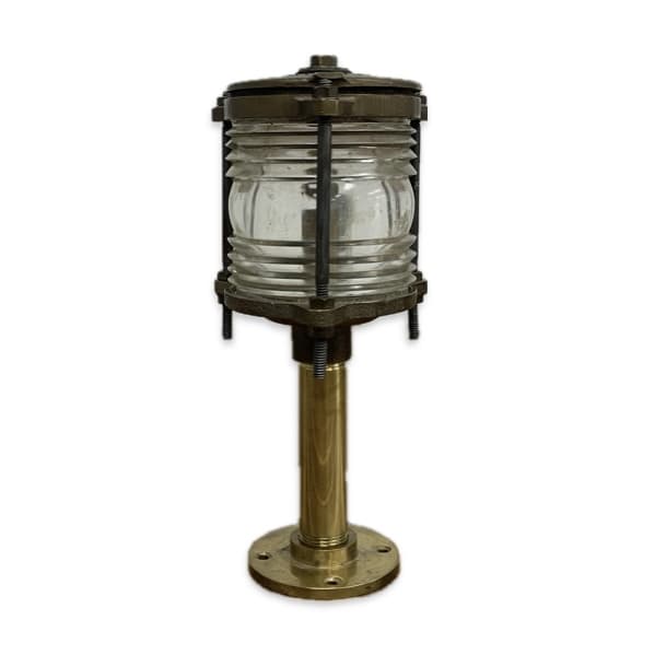 Brass Post Mounted Light - Nautical - Fresnel lens - Vintage