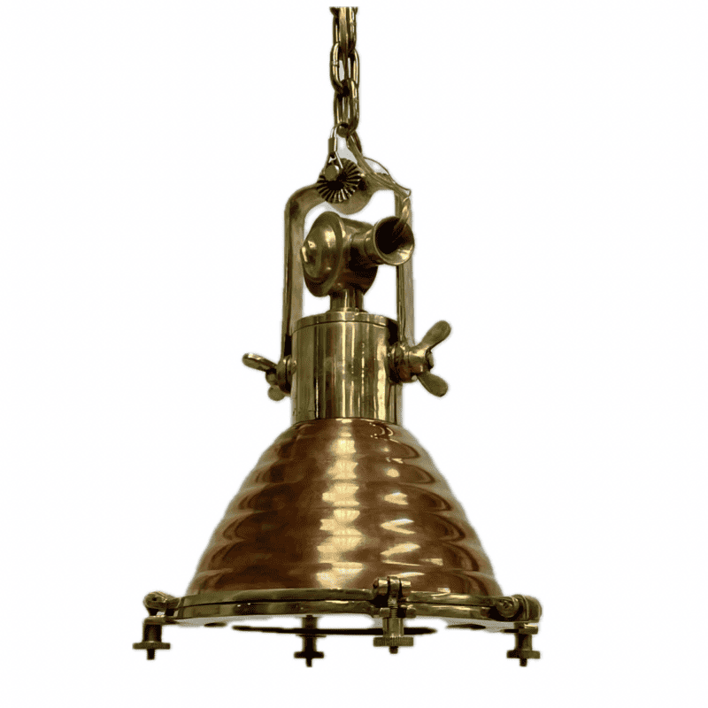 whit background: Brass and Copper Small Beehive Pendant Light