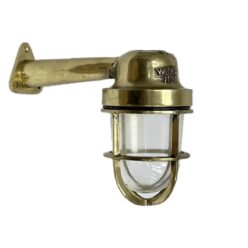 White background: Cast Brass Wall Lights With Arm, Clear Globe