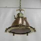 Chain Pendant Light, WISKA Copper and Brass Nautical Pendant Light-underneath