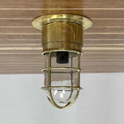 Nautical Ceiling Lights With Clear Globes, Smooth Base - Set Of Two
