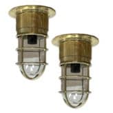 Nautical Ceiling Lights With Clear Globes, Smooth Base - Set Of Two - transparent