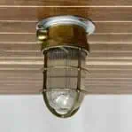 side: Nautical Two Tone Ribbed Ceiling Light, Aluminum and Brass