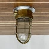 side: Nautical Two Tone Ribbed Ceiling Light, Aluminum and Brass