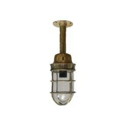 Polished Brass Reclaimed Ceiling Light - Clear Globe - White background
