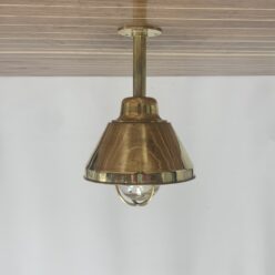 Reclaimed Polished Brass Ceiling Light With Shade-hanging