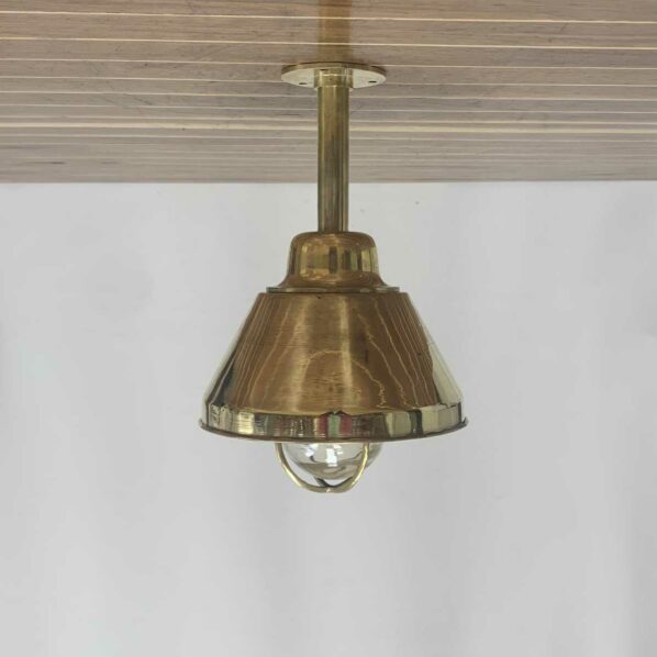Reclaimed Polished Brass Ceiling Light With Shade-hanging