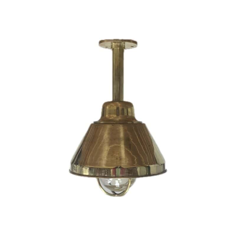 Reclaimed Polished Brass Ceiling Light With Shade