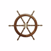 Replica 30.5 Hardwood Ships Wheel With Brass Hub - White background 2