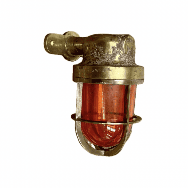 White Background - Small Brass Amber Wall Sconce - Weathered