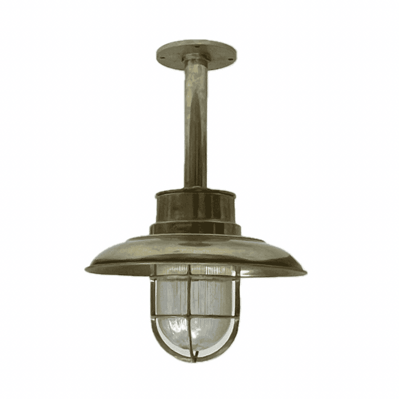 Vintage Brass Ribbed Globe Pendant Light