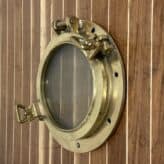 Side view: Vintage Brass Salvaged Porthole – 15.25″ 11A