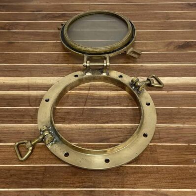 Open Front: Vintage Brass Salvaged Porthole – 15.25″ 11A