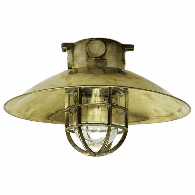 white background: Vintage Brass WISKA Ceiling Light With 14 Rain cap