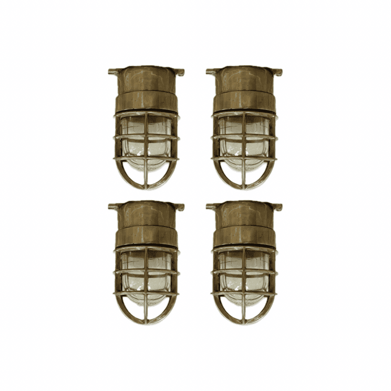 Vintage Red Brass Ceiling Lights - Set Of Four - White