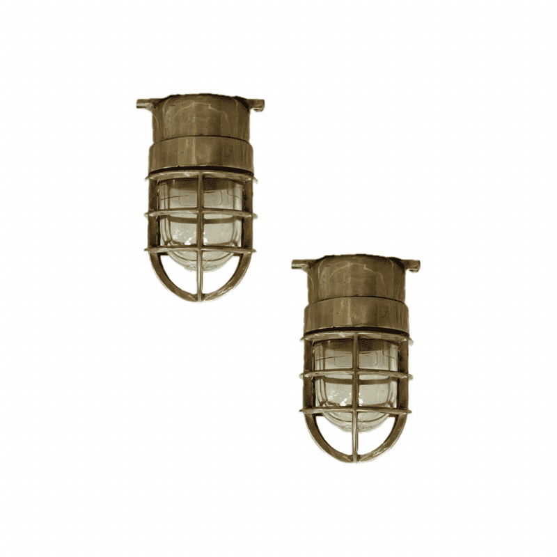 White background - Vintage Red Brass Ceiling Lights - Set Of Two
