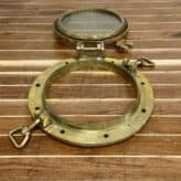 Vintage Red and Yellow Brass Porthole - Salvaged - 15.25 11RB