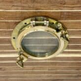 top: Vintage Red and Yellow Brass Porthole - Salvaged - 15.25