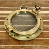 Vintage Red and Yellow Brass Porthole - Salvaged - 15.25 RB (2)