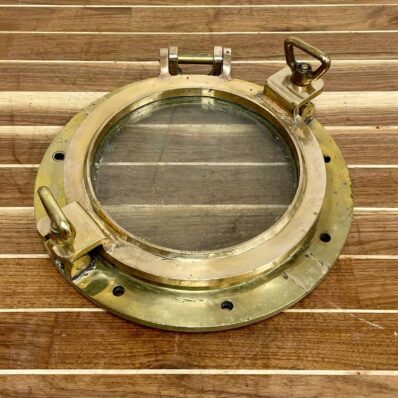 Vintage Red and Yellow Brass Porthole - Salvaged - 15.25 RB (2)