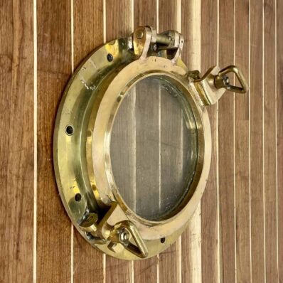 Vintage Red and Yellow Brass Porthole - Salvaged - 15.25 RB