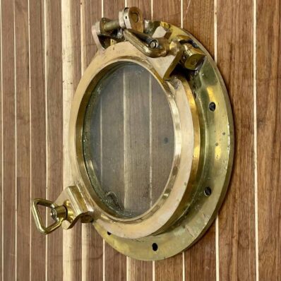 Vintage Red and Yellow Brass Porthole - Salvaged - 15.25 RB (5)