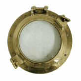 Vintage Red and Yellow Brass Porthole - Salvaged - 15.25