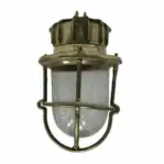 Vintage Small Ribbed Glass Ceiling Light - Salvaged Nautical Fixture