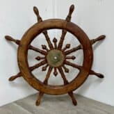 reverse side: 35 Inch Wooden Ships Wheel