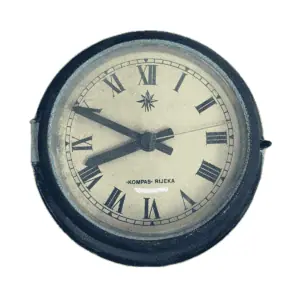 Vintage Ships Clock with Kompas Rijeka Dial front view