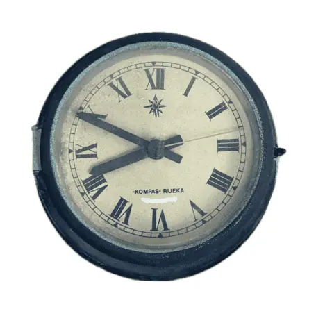 Vintage Ships Clock with Kompas Rijeka Dial front view
