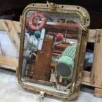 Authentic Brass 4 Dog Rectangular Porthole Mirror Lifestyle Image