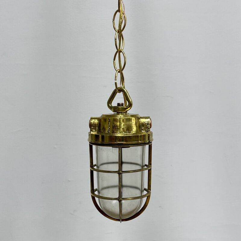 Chain Hung Vintage Brass Ceiling Light