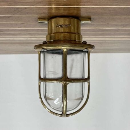 Clear Globe Miletich Caged Brass Ceiling Light (9) Clear Globe Miletich Caged Brass Ceiling Light
