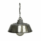 White Background: Hooded Chain Hung Industrial Aluminum Pendant Light